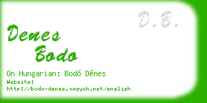 denes bodo business card